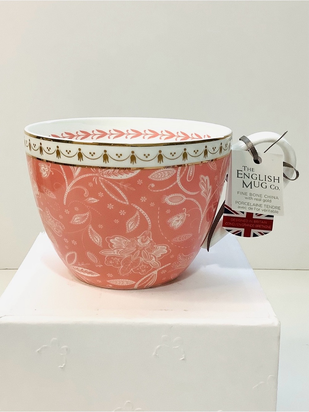 Fine Bone China w/ Real Gold Trim The English Mug Co. Floral Paisley  Mug NEW